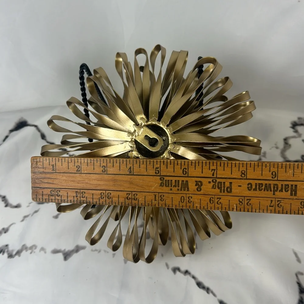 Metal Ribbon Bow Wall Art Goldtone Flower MCM Vibes Back Hanger 9